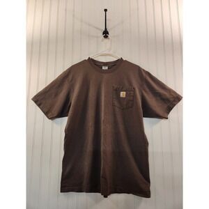 Carhartt Mens Brown Short Sleeve Pocket T-Shirt 100% Cotton Workwear Size M